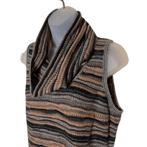 Neiman Marcus Womens Cowl Neck Striped Sweater Dress 100% Cashmere | Size Large - Picture 2 of 5